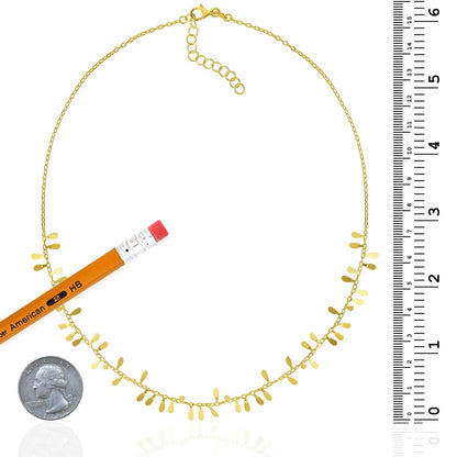 14K Yellow Gold Cable Petal Necklace Adjustable 16"-18"