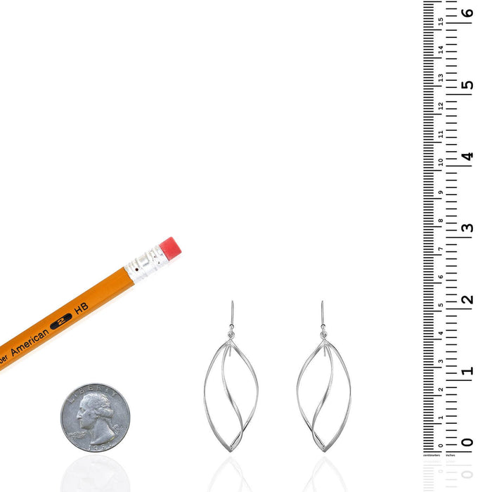 925 Sterling Silver Twisted Teardrop Earrings 2.1"