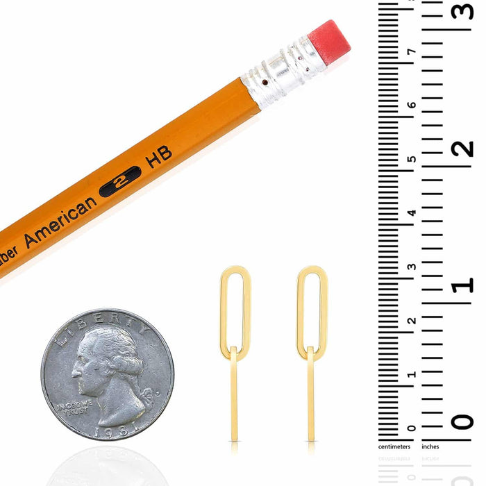 14K White Gold Rose Oval Paperclip Push Back Earrings