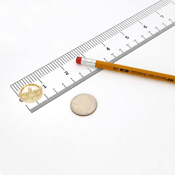 14K Yellow Gold 1.5Ct CZ Heart Royal Crown Ring