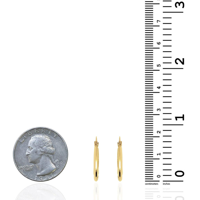 14K Gold Shiny Graduated Oval Hoop Earrings 20mm