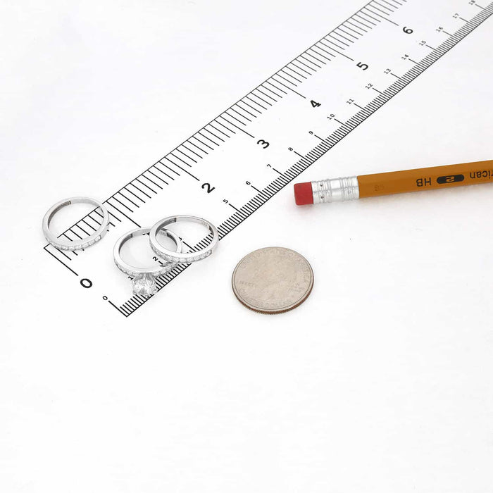 2CTW CZ 14K Gold White Engagement 2.5mm Wedding Bands His Her Set