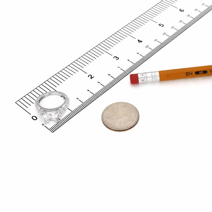 6.5CT. TW Asscher Round-Cut CZ Engagement Ring 14K Gold White