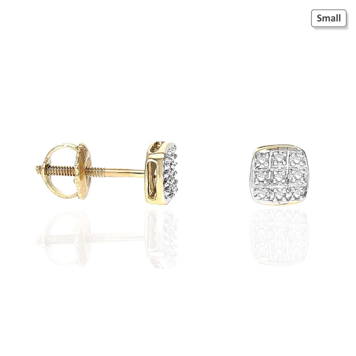 Natural Diamond 10K Yellow Gold Pave Stud Earrings