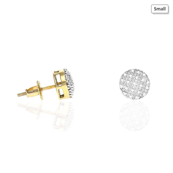 10K Yellow Gold Micro Pave Natural Diamond Stud Earrings 0.20Ct-0.30Ct