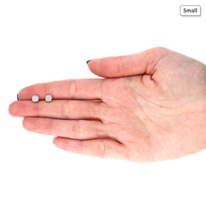 Natural Diamond 10K Yellow Gold Pave Stud Earrings