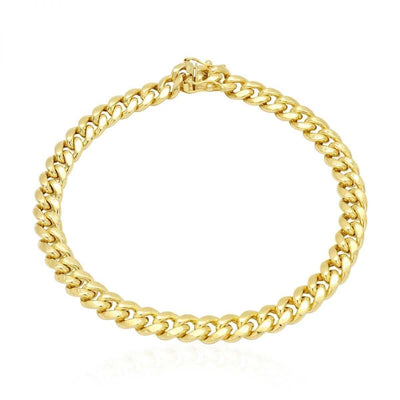 10K Gold Yellow 7mm Miami Cuban Bracelet (Hollow) 8", 9"