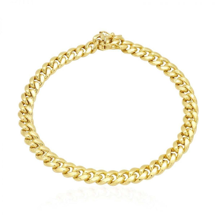 10K Gold Yellow 7mm Miami Cuban Bracelet (Hollow) 8", 9"