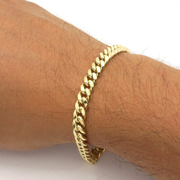 10K Gold Yellow 7mm Miami Cuban Bracelet (Hollow) 8", 9"
