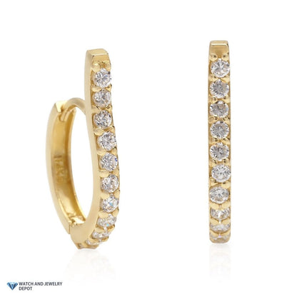 14K Yellow Gold 0.25Ct Created Diamond Huggie Minimalistic Stick Earrings