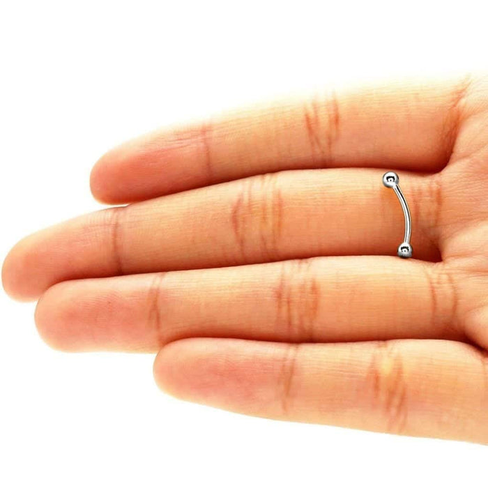 14K White Gold Curved 16G 0.4" Barbell Eyebrow Ring