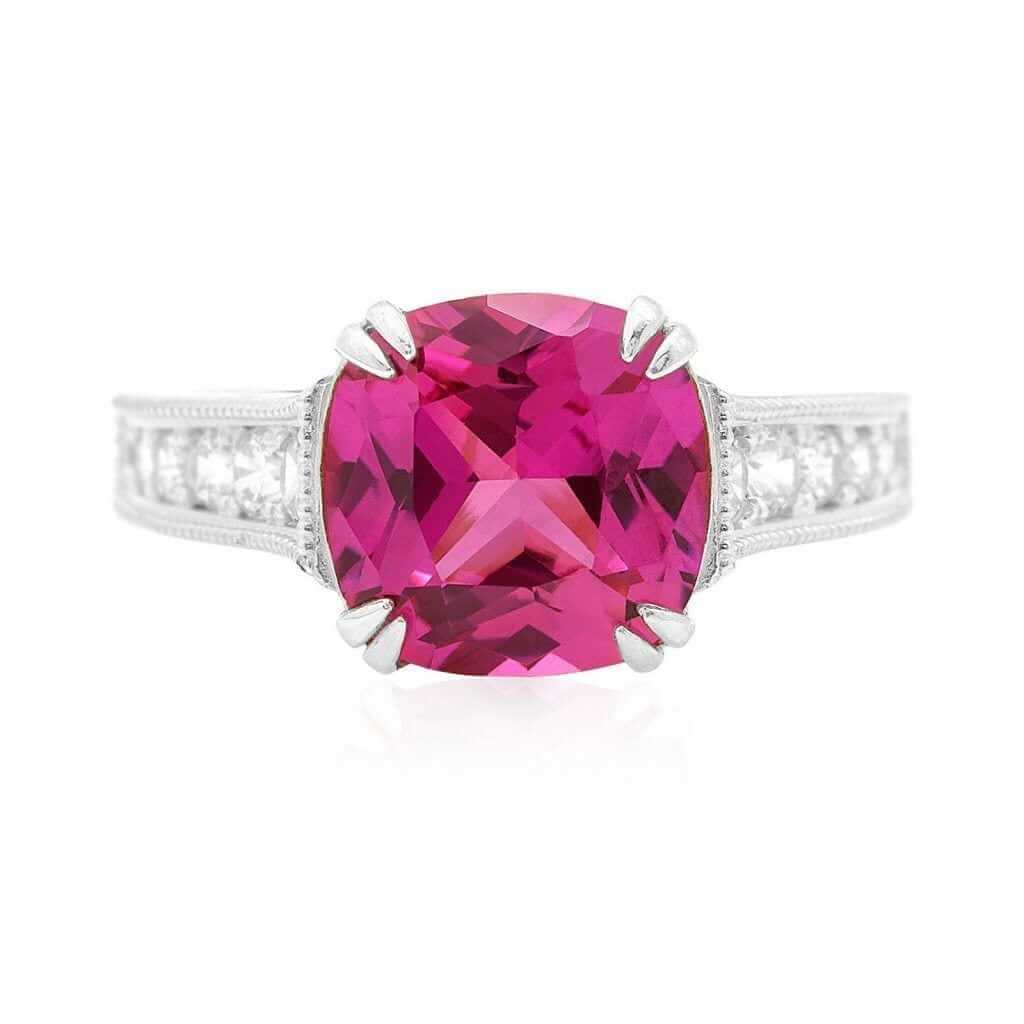 14k Gold White Cushion-Cut CZ Solitaire Engagement Ring