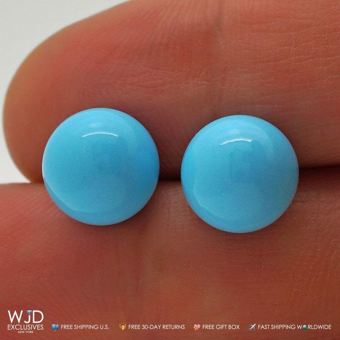 14K Yellow Gold Created Turquoise 10MM Ball Stud Earrings