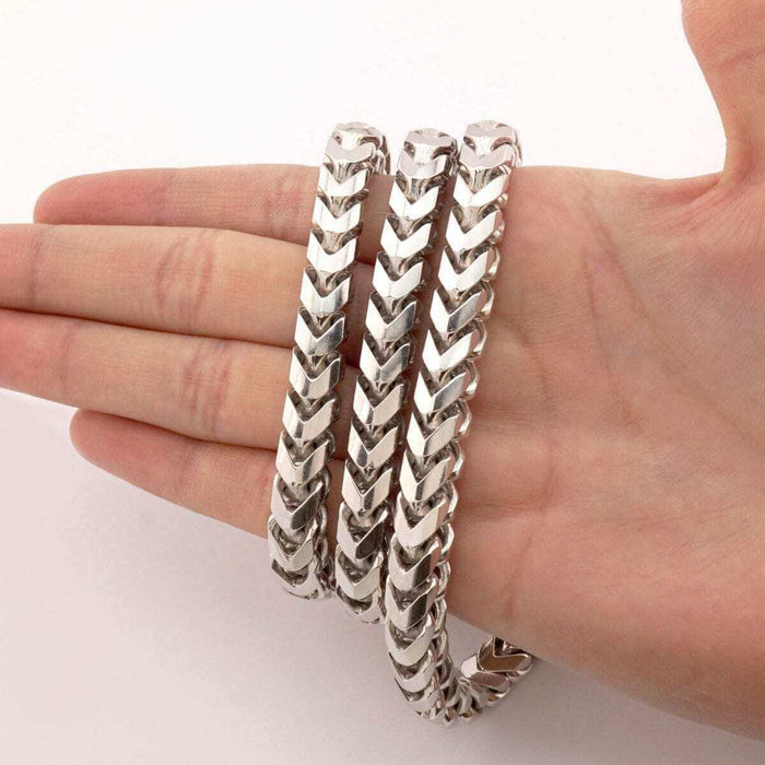 14K Yellow White Gold 8mm Franco Chain (Solid Links) 30"