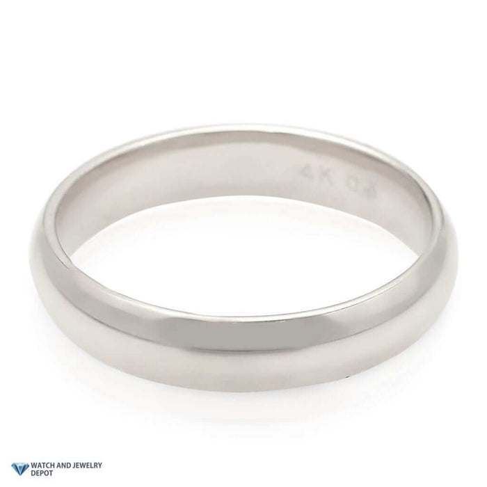Solid 14K Gold White 4mm Classic Wedding Band Ring