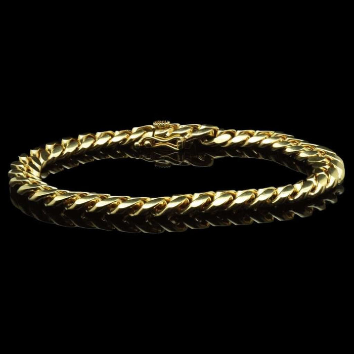 14K Yellow Gold 9mm Miami Cuban Curb Bracelet (Solid Links) 8.5"