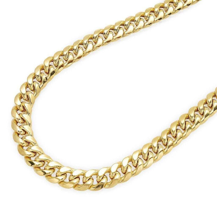 14K Yellow Gold 9.5mm Miami Cuban Chain Box Lock (Hollow) 24"-30"