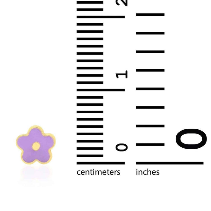 Kids 14K Gold Pink Blue Green Red White Purple Yellow Flower Stud Earrings