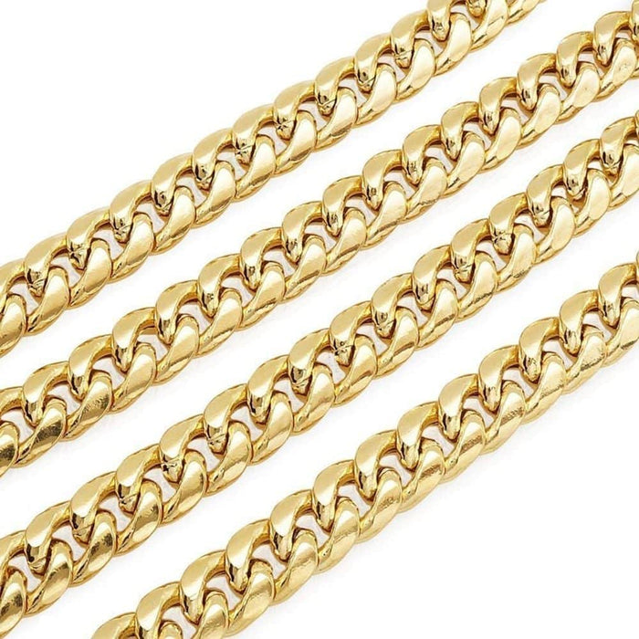 14K Yellow Gold 9.5mm Miami Cuban Chain Box Lock (Hollow) 24"-30"
