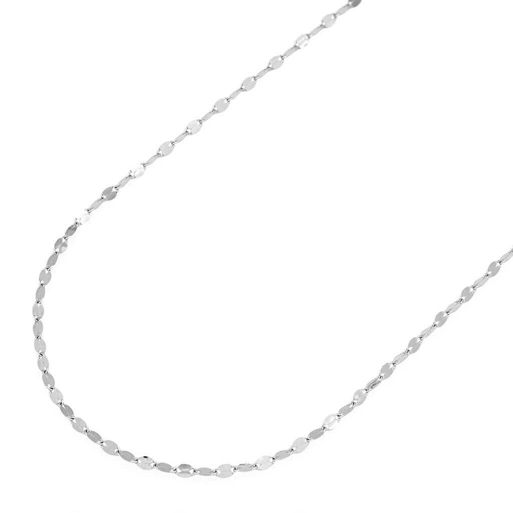 14K White Gold 2mm Diamond-Cut Fancy Italian Mirror Chain (Solid Links) 16" 18"