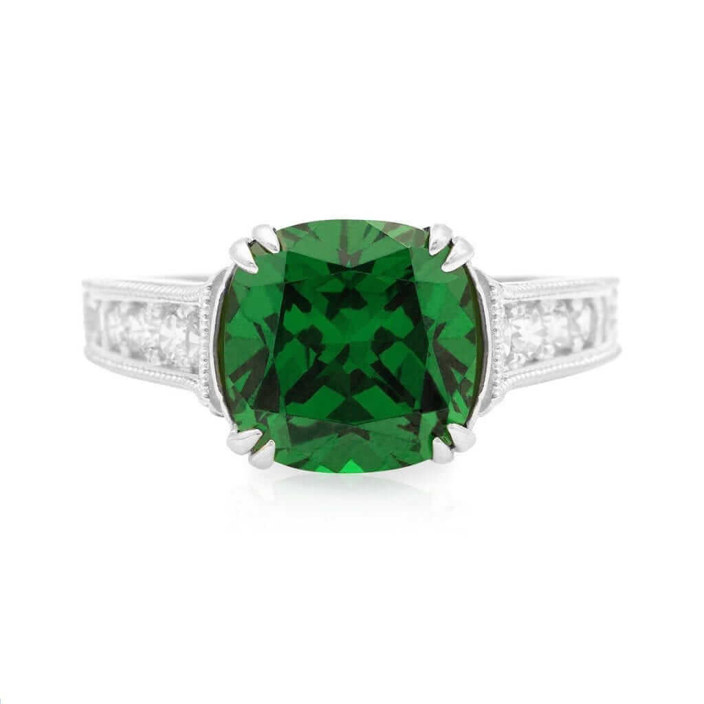 14k Gold White Cushion-Cut CZ Solitaire Engagement Ring