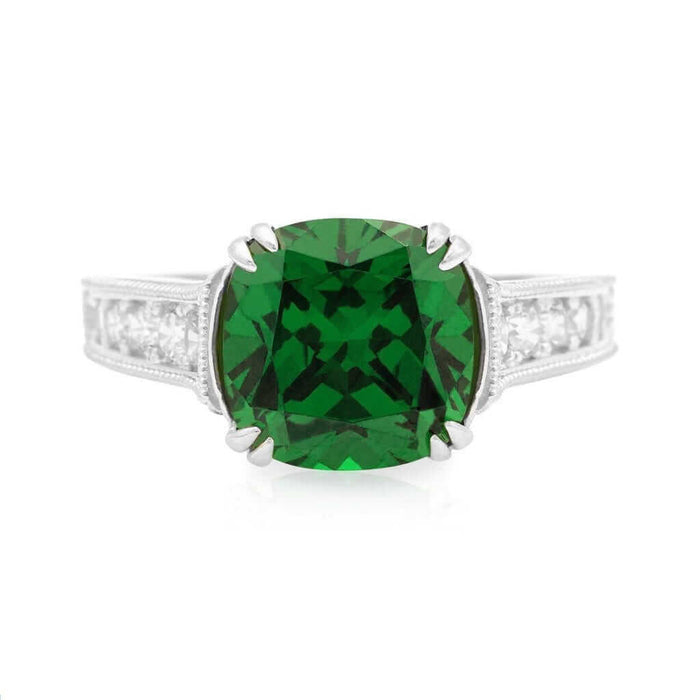 14k Gold White Cushion-Cut CZ Solitaire Engagement Ring