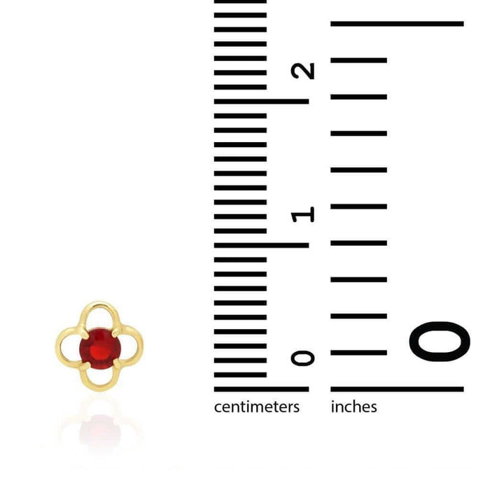 14k Yellow Gold Round Birthstone Quatrefoil Stud Screw Back Earrings