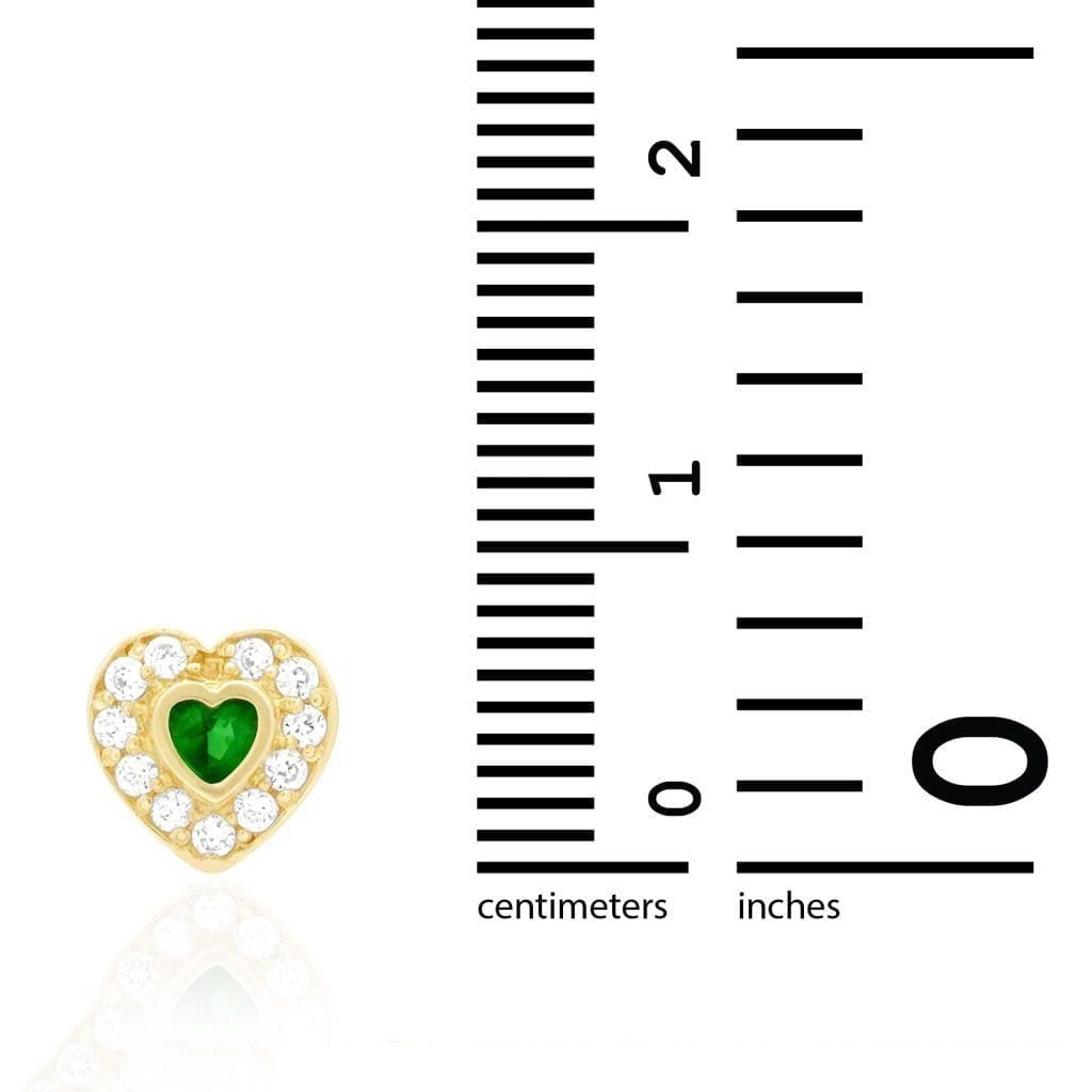 14k Yellow Gold White Gold Bezel Birthstone Heart Screw Back Earrings