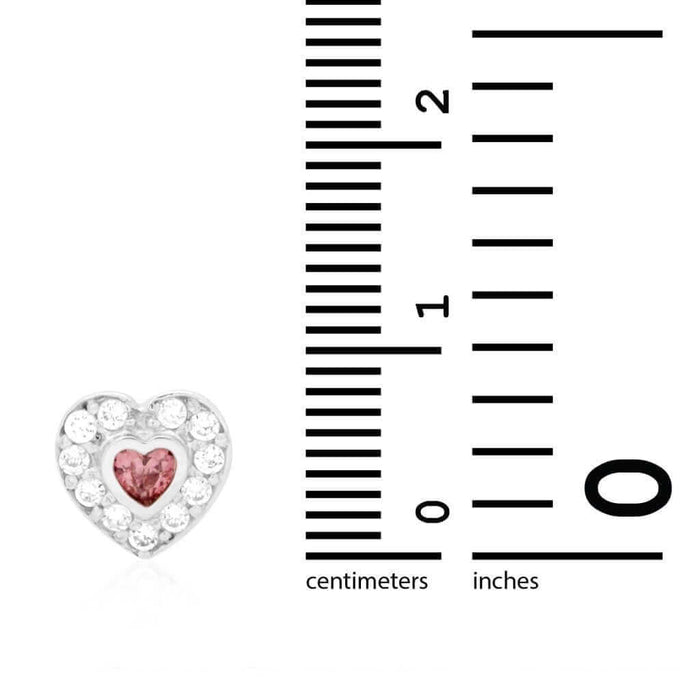 14k Yellow Gold White Gold Bezel Birthstone Heart Screw Back Earrings