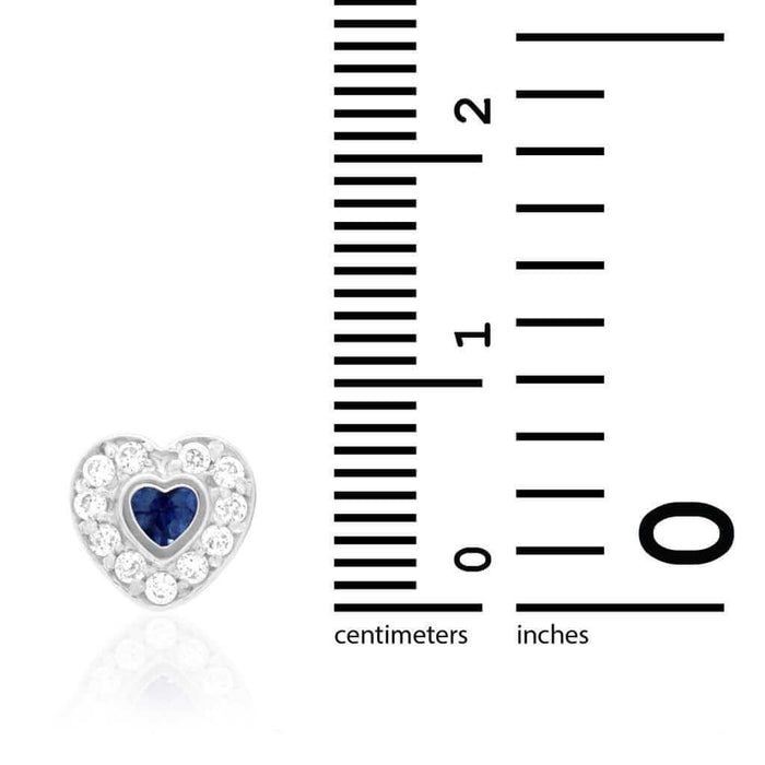 14k Yellow Gold White Gold Bezel Birthstone Heart Screw Back Earrings