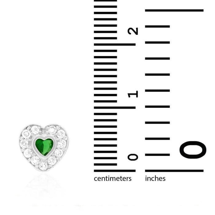 14k Yellow Gold White Gold Bezel Birthstone Heart Screw Back Earrings