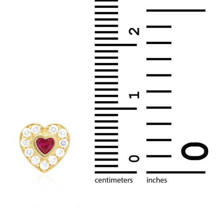 14k Yellow Gold White Gold Bezel Birthstone Heart Screw Back Earrings