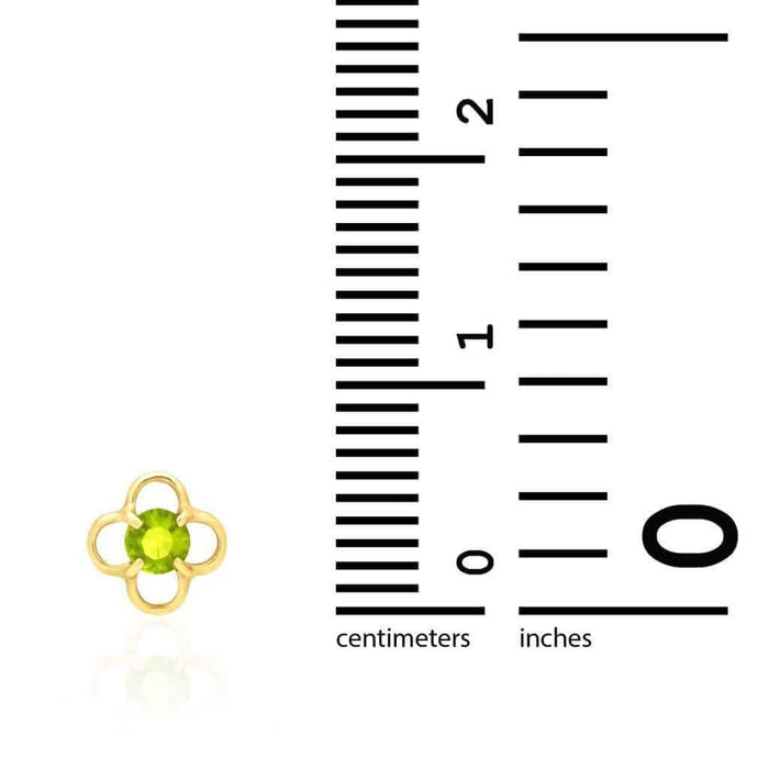 14k Yellow Gold Round Birthstone Quatrefoil Stud Screw Back Earrings