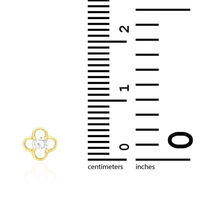 14k Yellow Gold Round Birthstone Quatrefoil Stud Screw Back Earrings