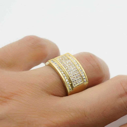 10k Gold Yellow 0.80Ct CZ Band Men's Signet Ring