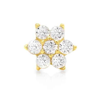 14K Gold CZ Flower Nose Bone Stud