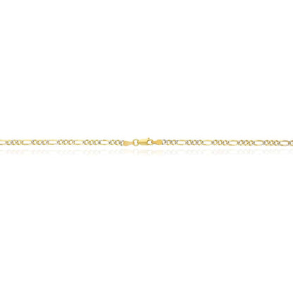 Solid 18K Gold Over Silver 3.5mm Diamond-Cut Pave Figaro Chain Necklace 16"-30"
