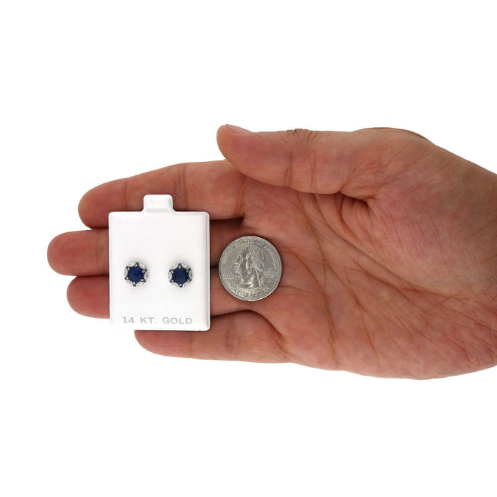 14K White Gold Round And Marquise Gem Birthstone Halo Stud Earrings