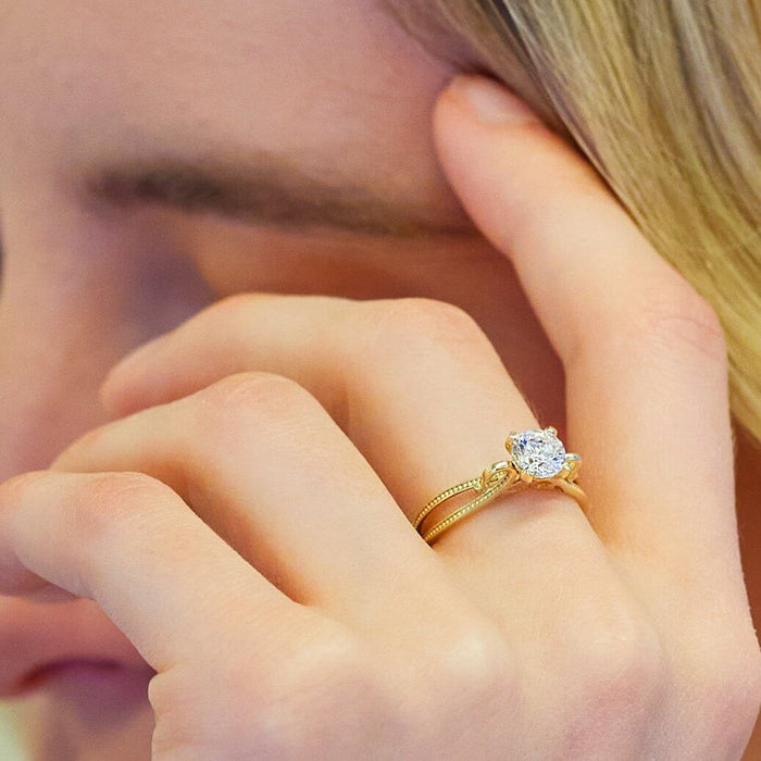 0.85CT CZ Solitaire 10K Gold Engagement Ring