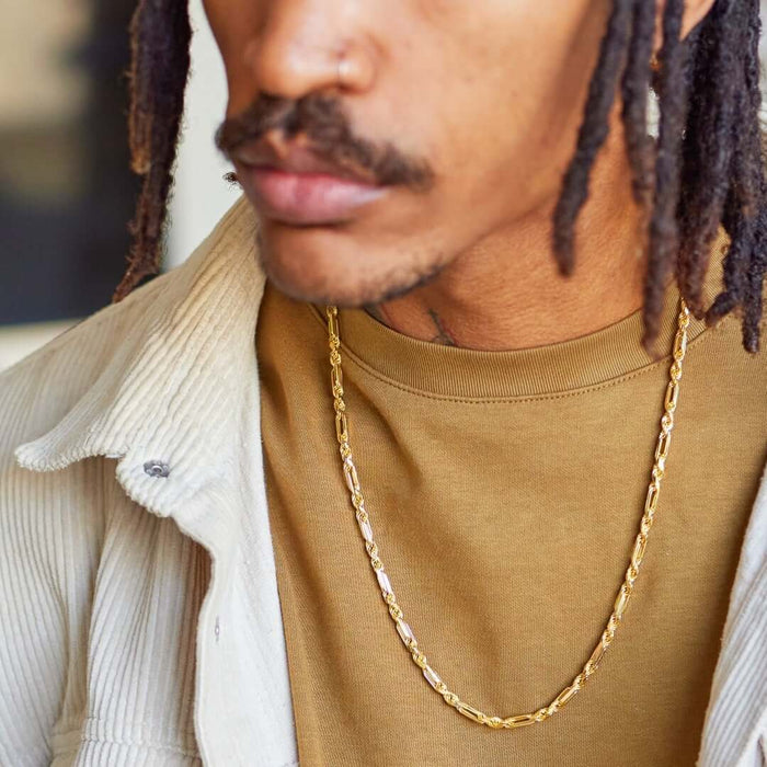 10K Solid Gold Diamond-Cut 4-8mm Milano Figaro Rope Chain (Hollow) 20-32"