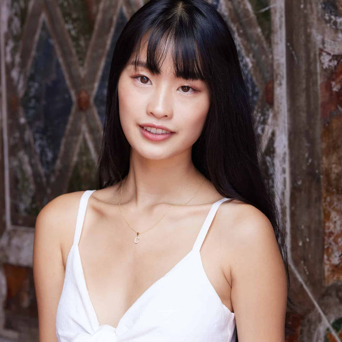 18K Yellow Gold Over Silver Cable Necklace 18" Initial Letter Pendant 0.7" - WJD Exclusives