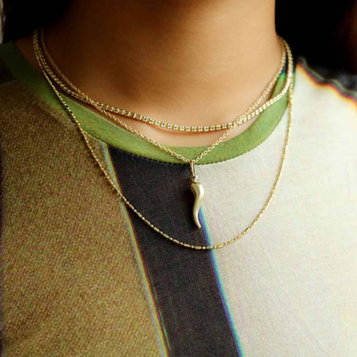 10K Gold Italian Horn Pendant 1.1" - 2" - WJD Exclusives