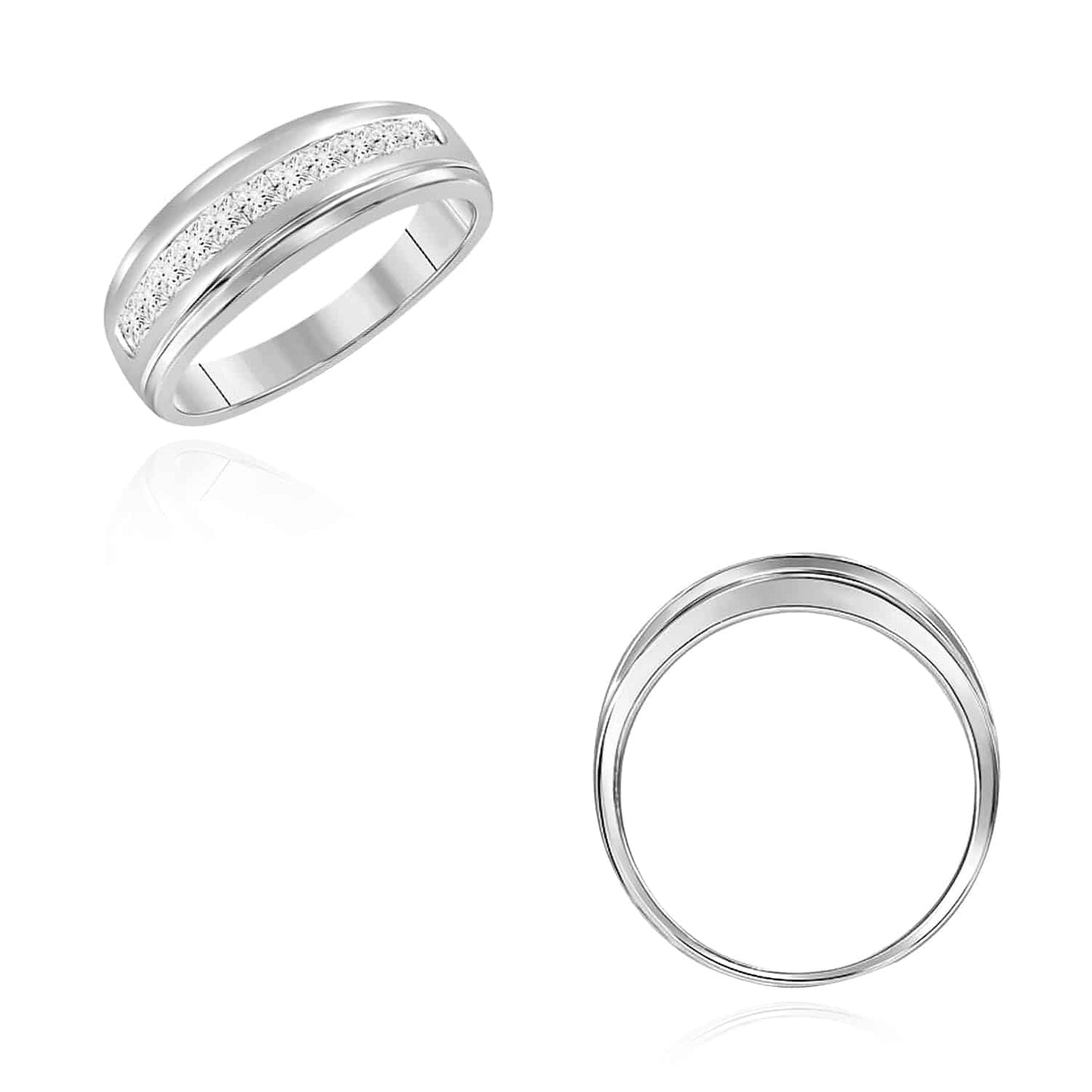 0.50CTW Real Diamond 10K Gold White Princess-Cut Channel-Set Band Ring