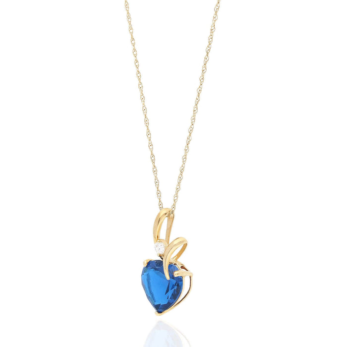 14K Yellow Gold CZ And Heart Shape Birthstone Pendant w/ 18" Chain