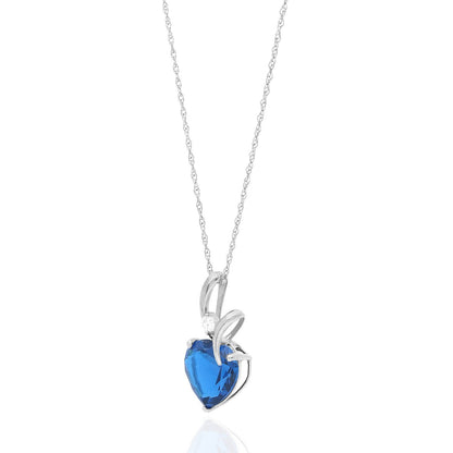 14K White Gold Cubic Zirconia And Heart Shape Birthstone Pendant w/ 18" Chain