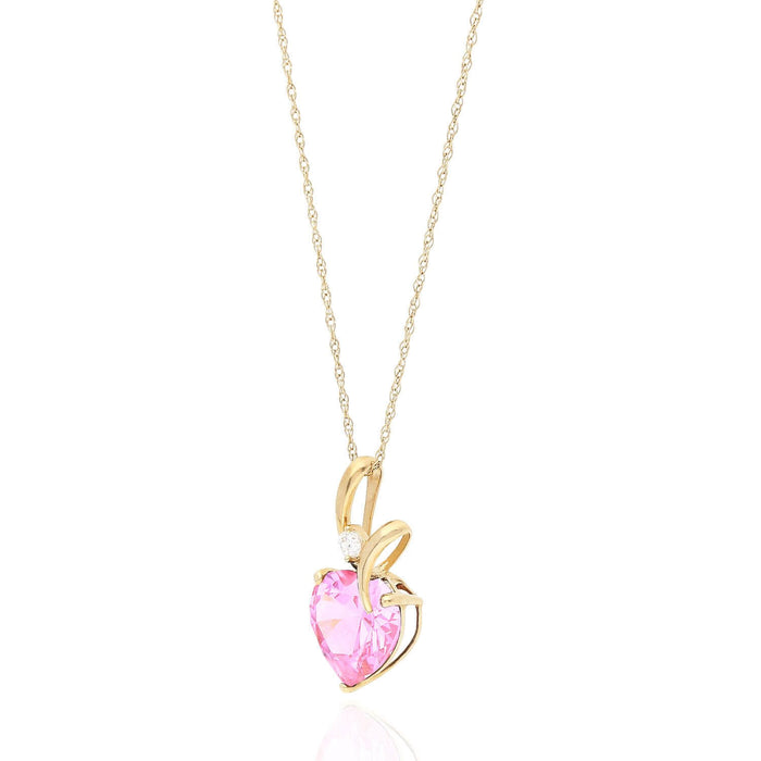 14K Yellow Gold CZ Heart Shape Birthstone Pendant 0.53"