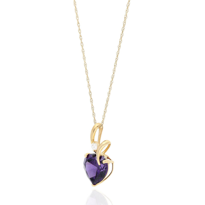 14K Yellow Gold CZ And Heart Shape Birthstone Pendant w/ 18" Chain