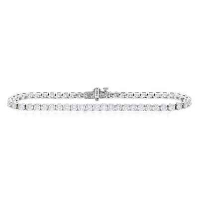 14K White Gold 3.2mm 5.4CT Simulated Diamond Tennis Bracelet 7"