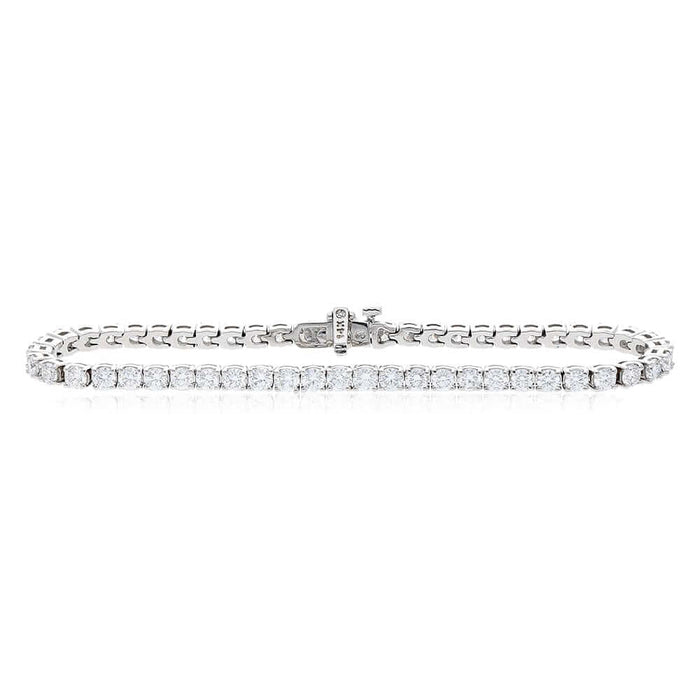 14K White Gold 3.2mm 5.4CT Simulated Diamond Tennis Bracelet 7"