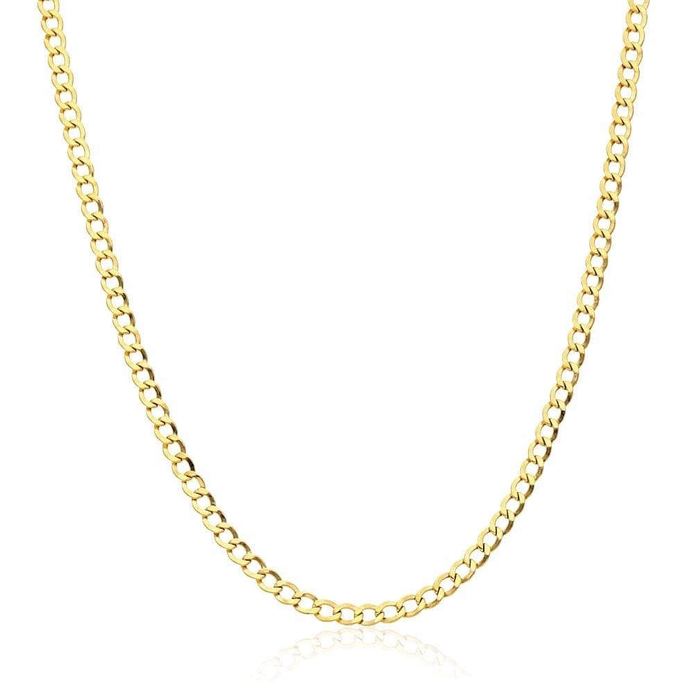 14K Real Gold Hollow 3.5mm Cuban Curb Chain Necklace 18"-26"